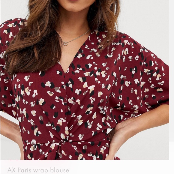 New - AX Paris Wrap Blouse in plum, size 6 - Picture 4 of 4